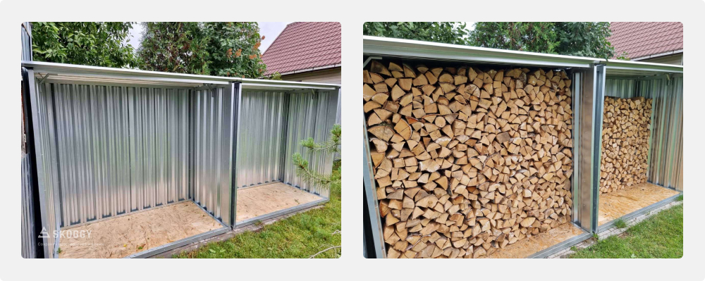 Дровница для дров в цинковом цвете