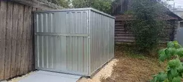 Секционный гараж для мотоцикла в цинковом цвете в дер. Григорьево, Чагодощенский мун.окр, Вологодская обл.